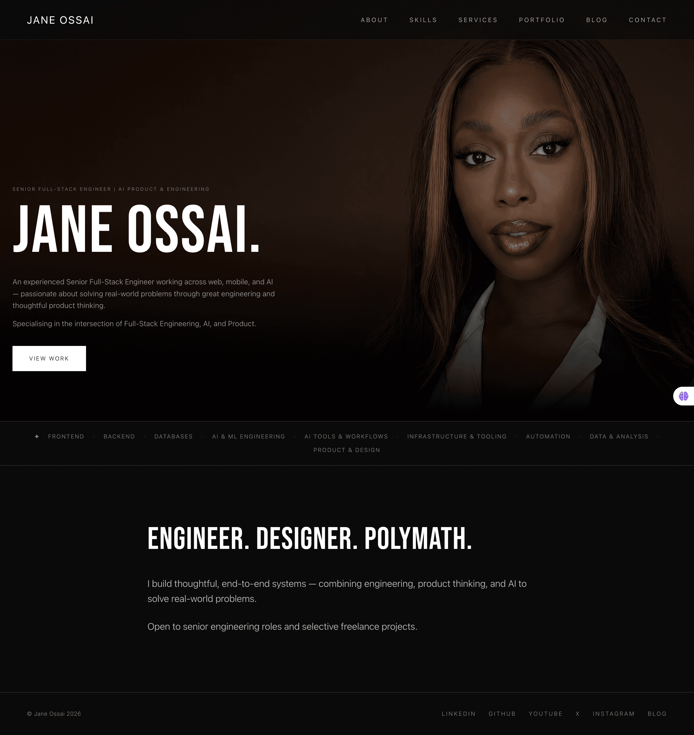 janeossai.com — Personal Site & Portfolio — preview