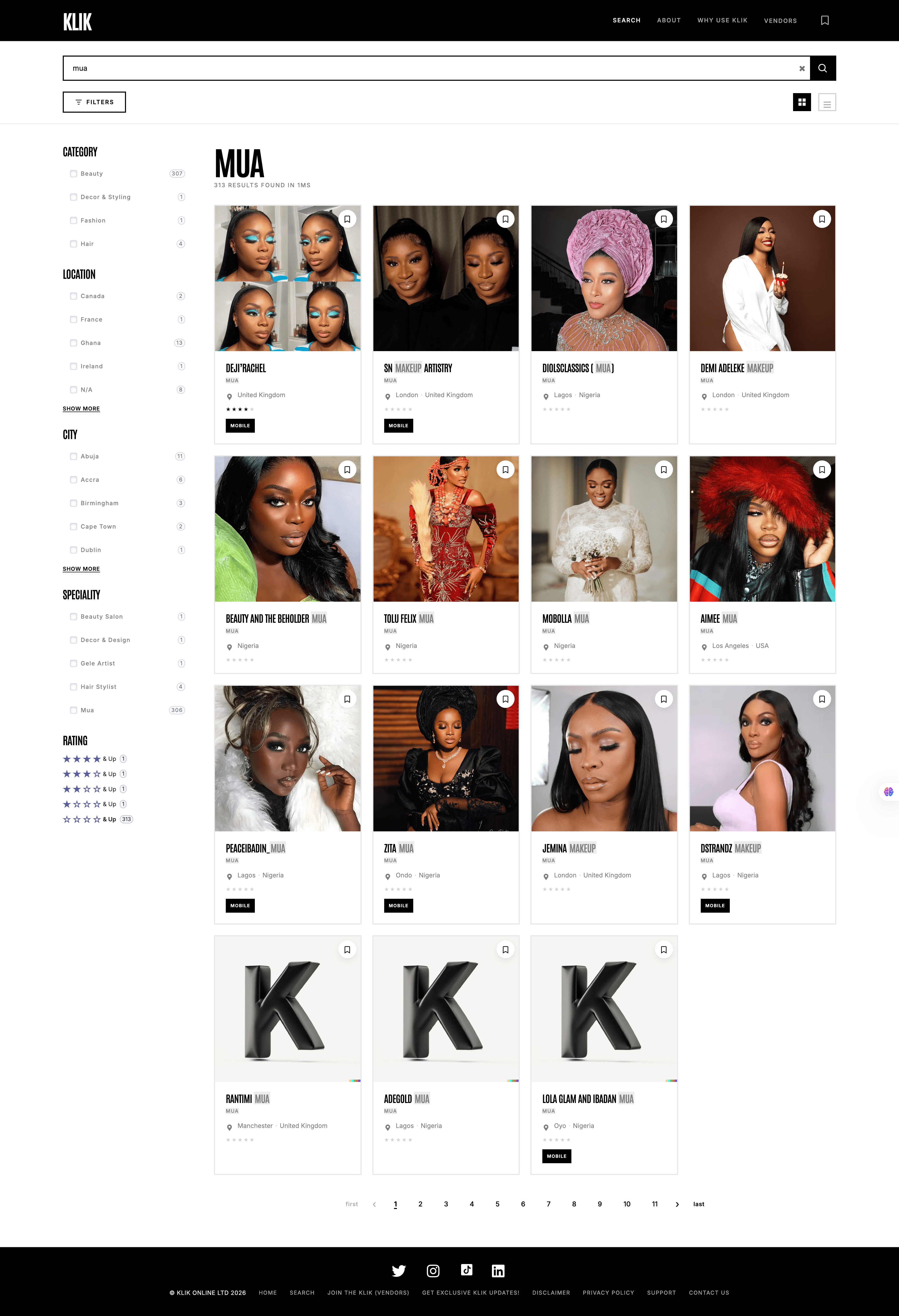 Klik — search makeup artists